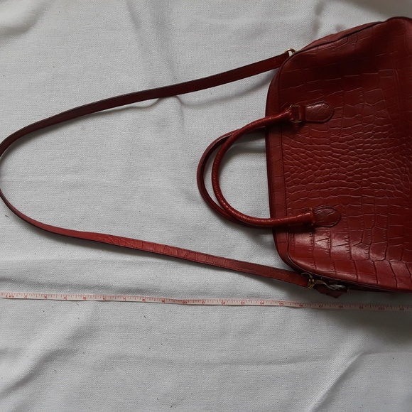 {Preston & York} Red Faux Croc Embossed Bowler Bag - Picture 6 of 8